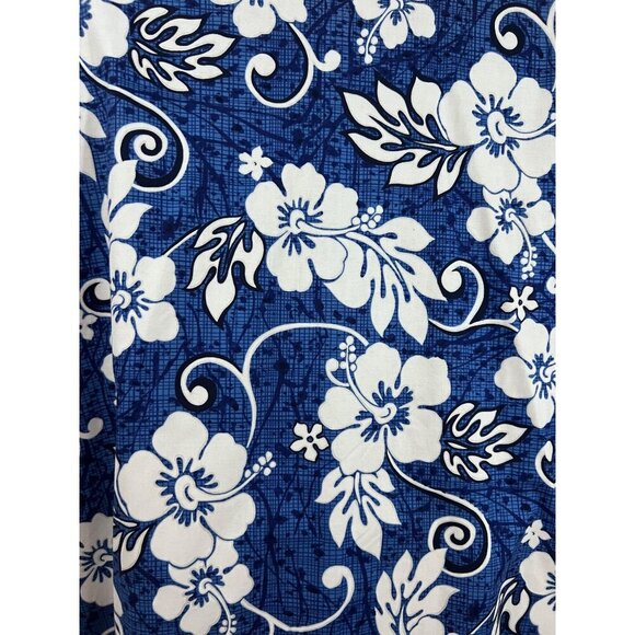 Mens Vintage Blue Floral Hawaiian Aloha Button Up Shirt 3X Pocket USA Cotton - Picture 4 of 7
